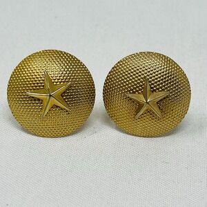 Vintage Gold Tone Star Cufflinks Textured Dome Bullet Back Classic Mens